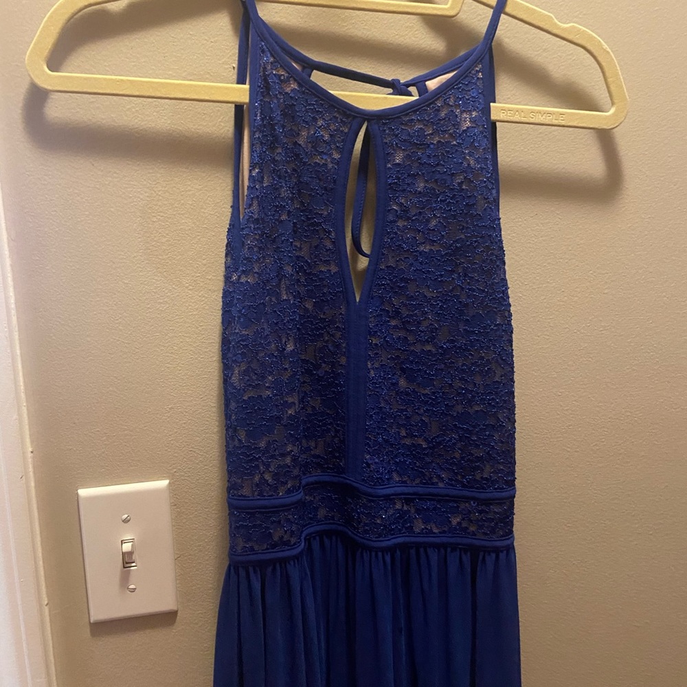 royal blue sequin formal dress.